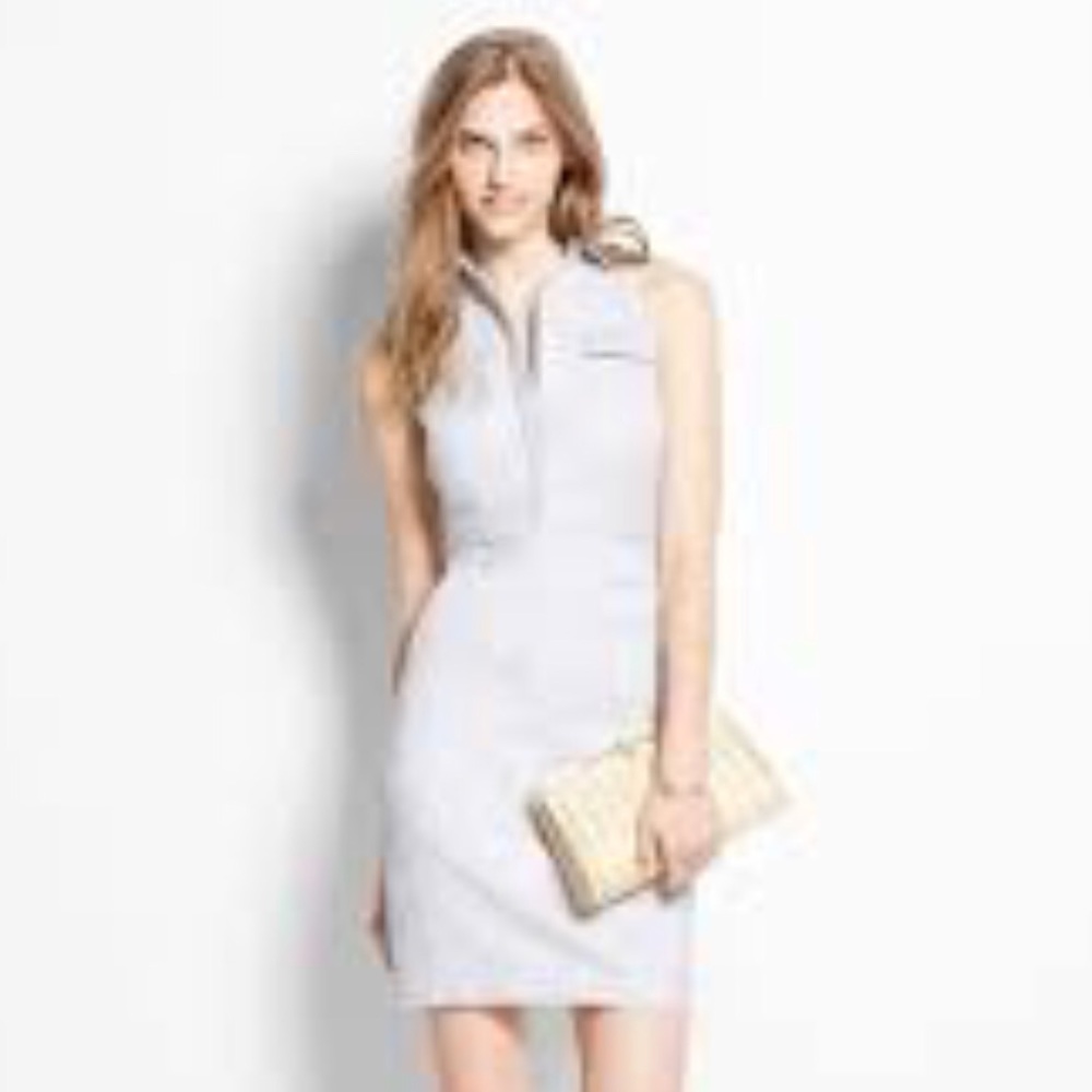ANN TAYLOR PINSTRIPE SLEEVELESS DRESS SZ 8